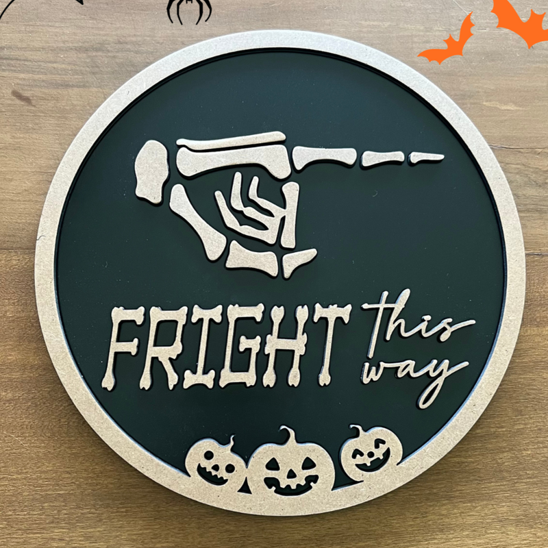 Letrero Halloween Fright this way 25 cm