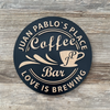 Letrero Madera 3D Coffee Bar Personalizado